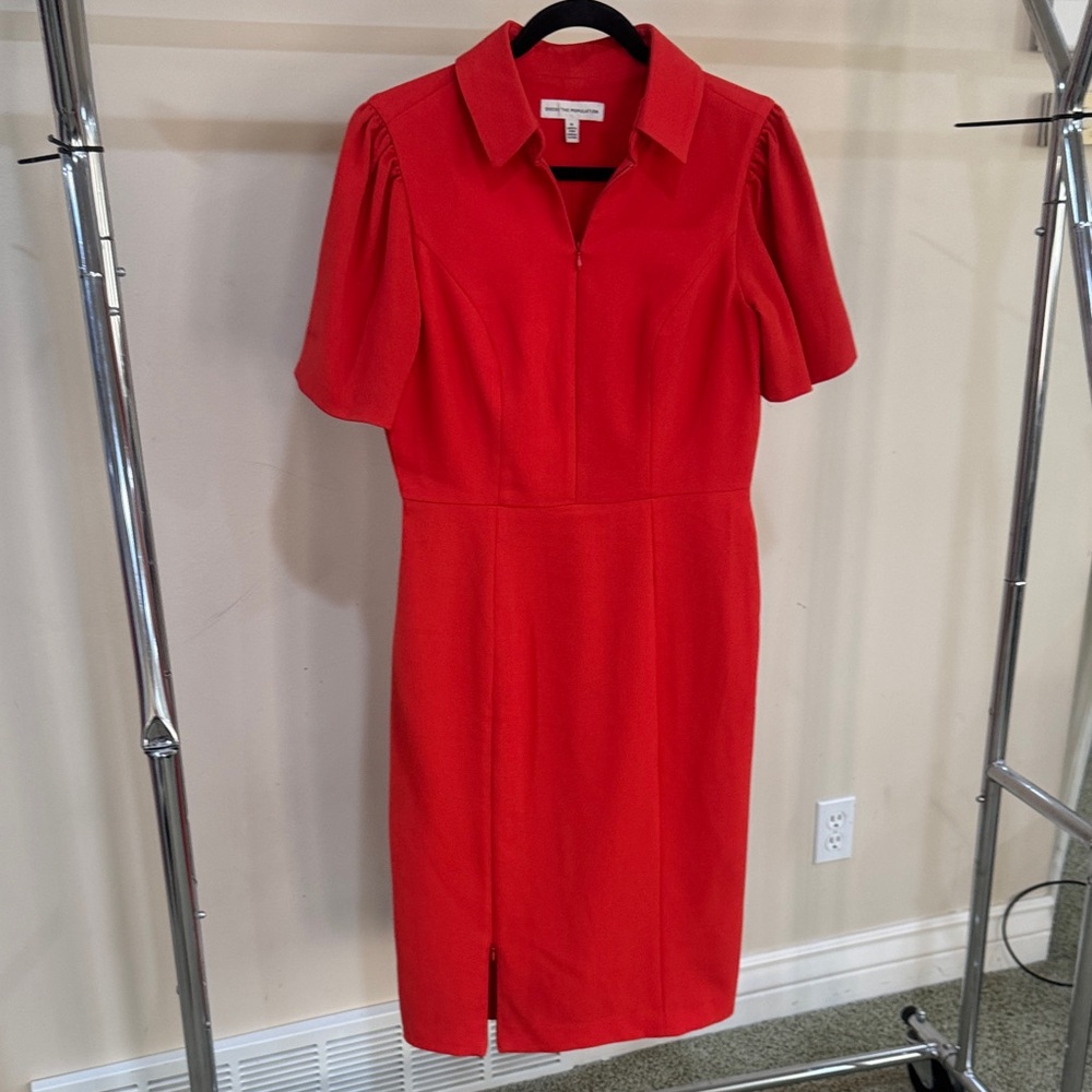 Dress the Population Vibrant Orange Midi Dress